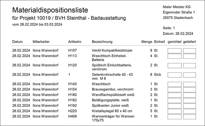 Mehr als Zeiterfassung: Materialdisposition on top