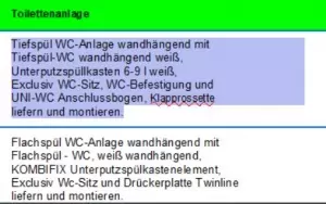 Integrierte Rechtschreibprüfung in CATSboss, der Elektro- und SHK-Software.