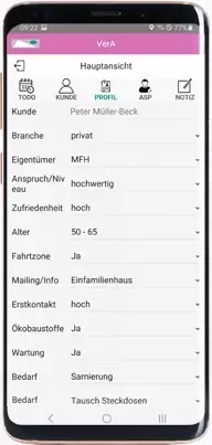 VerA-Smartphone_01-B_GT-Notizen Das Kundenprofil in der App VerA.