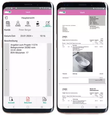 VerA-Smartphone_01-B_eAkteAngebot Angebotsdarstellung in der App VerA.