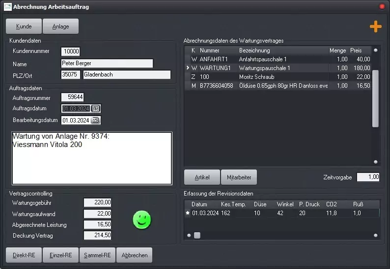 Die Wartungsabrechnung in CATSboss, der Elektro- und SHK-Software, geht schnell von der Hand.